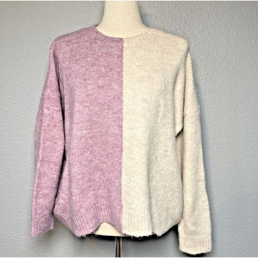 Pinch Anthropologie color block womens pullover sweater sz L pastel cozy trendy